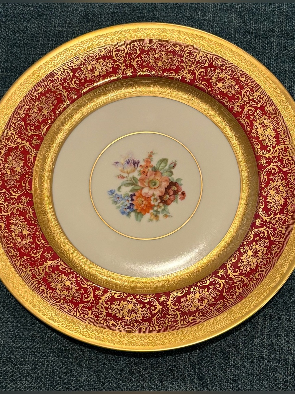 Gilt Porcelain Edgerton Pattern Plate by Heinrich & Co.